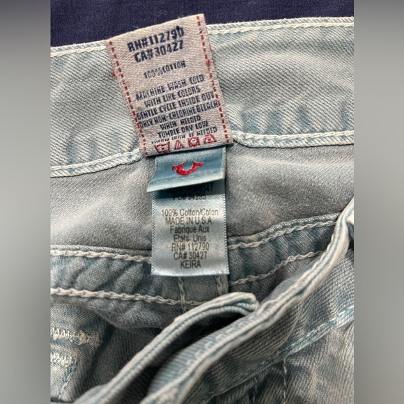 TRUE RELIGION KEIRA CUT OFF BLUE WOMENS SHORT Size 29 - Picture 7 of 9